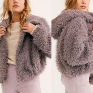 Free People Faux Fur Jacket in Soft Purple